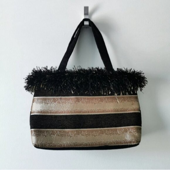 Gold fringe canvas shoulder bag - Picture 4 of 8